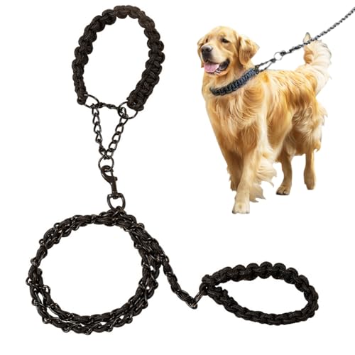 Qpets Dog Leash Metal, Dog Chain Leash for 33-60 lbs Medium Large Dog Breeds 5.5Ft Iron Chain Leash with Nylon Handle, Quick Release Dog Leash for Border Collie, Brittany Spaniel, Bull Terrier, L Qpets Dog Leash Metal, Dog Chain Leash for 33-60 lbs Medium Large Dog Breeds 5.5Ft Iron Chain Leash with Nylon Handle, Quick Release Dog Leash for Border Collie, Brittany Spaniel, Bull Terrier, L